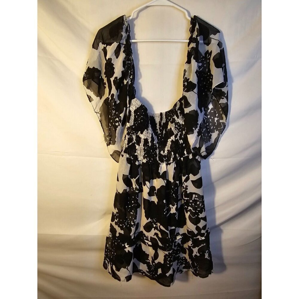 Erica Brooke Womens Super Plus 5X 32W Swimsuit Coverup Flowy Black white